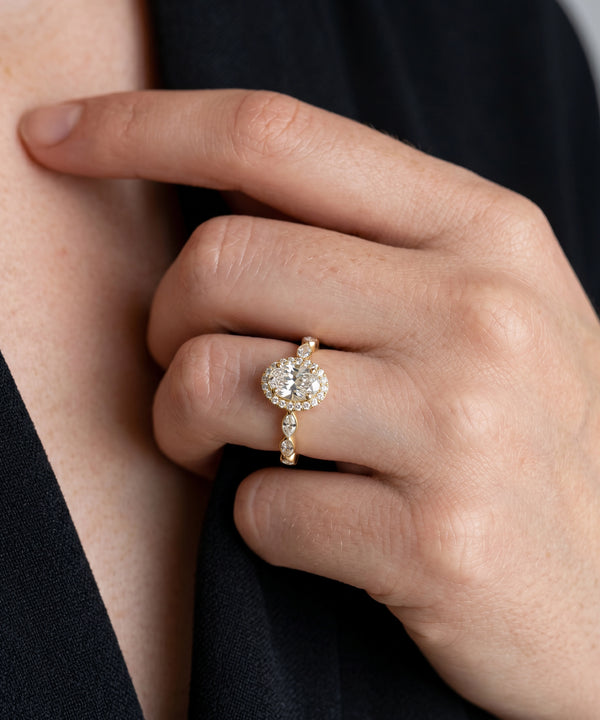 Ovani® Lab-grown Diamond Oval Halo Engagement Ring