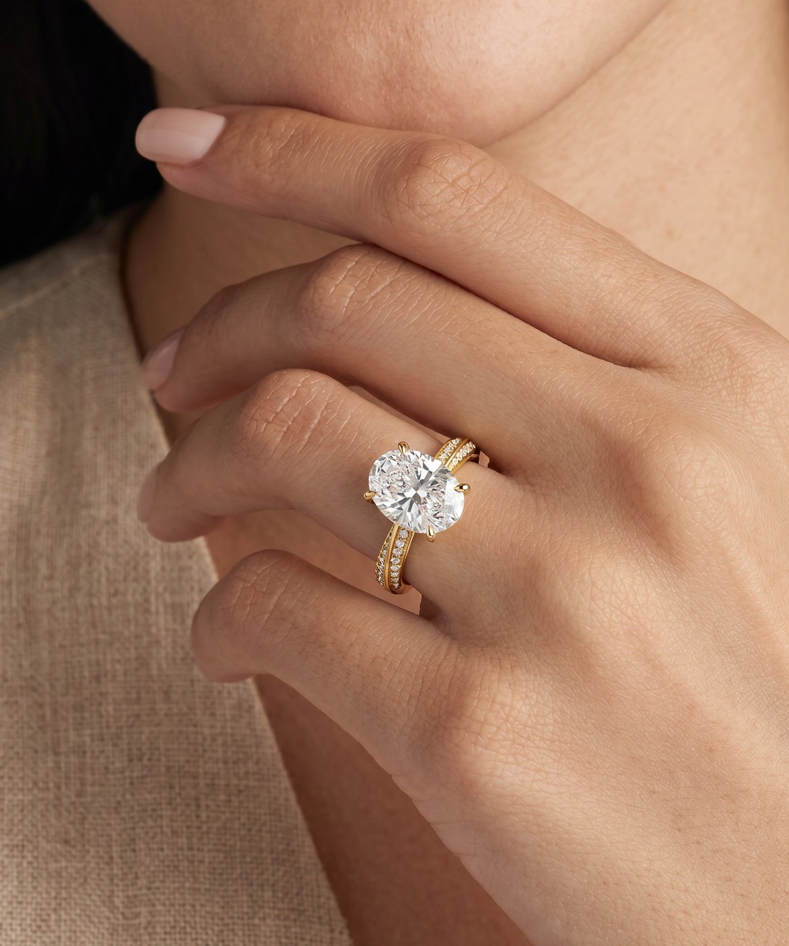 Ovani® Lab-grown Diamond Oval Engagement Ring