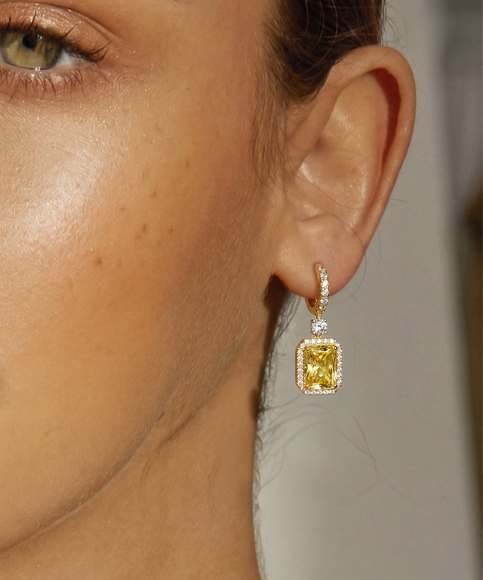 Ovani® Lab-grown  Yellow Diamond Radiant Dangling Earrings