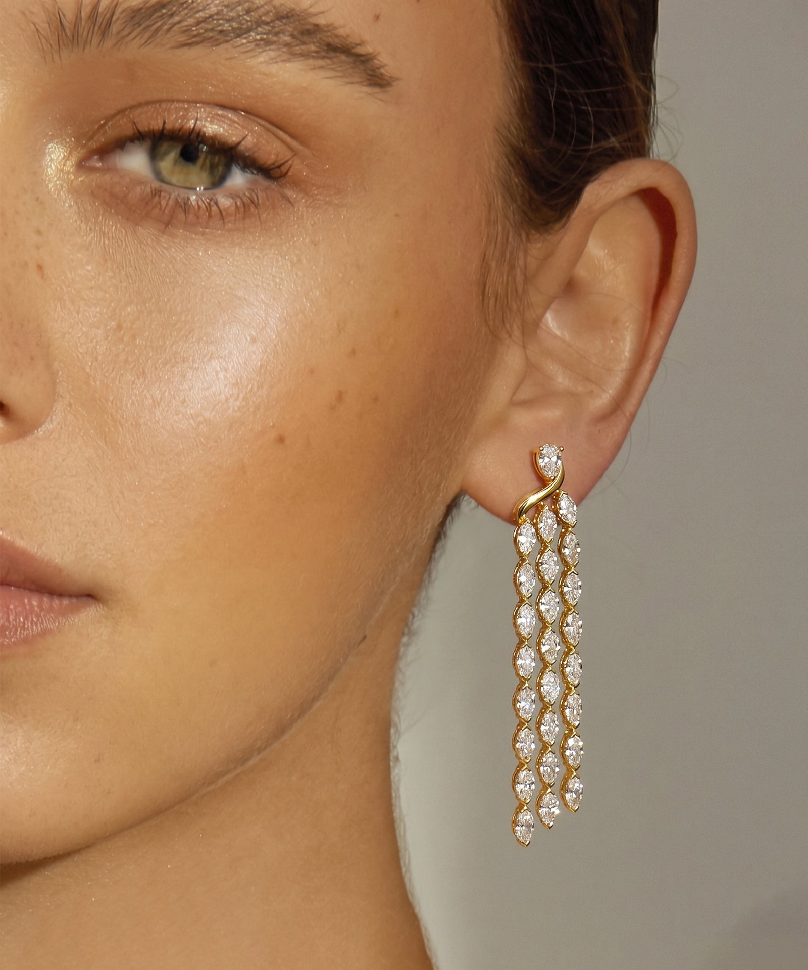 Ovani® Lab-grown Diamond Pear & Marquise Dangling Earrings