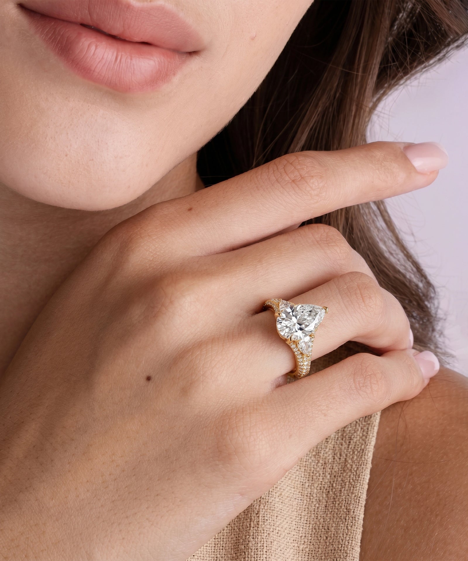 Ovani® Lab-grown Diamond Pear Engagement Ring