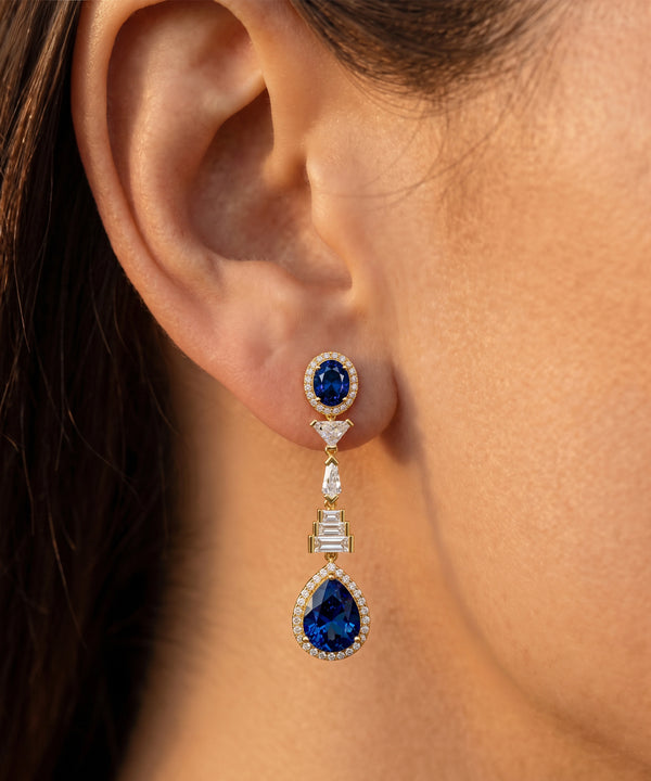 Ovani® Lab-grown Diamond & Lab-created Sapphire Dangling Earrings
