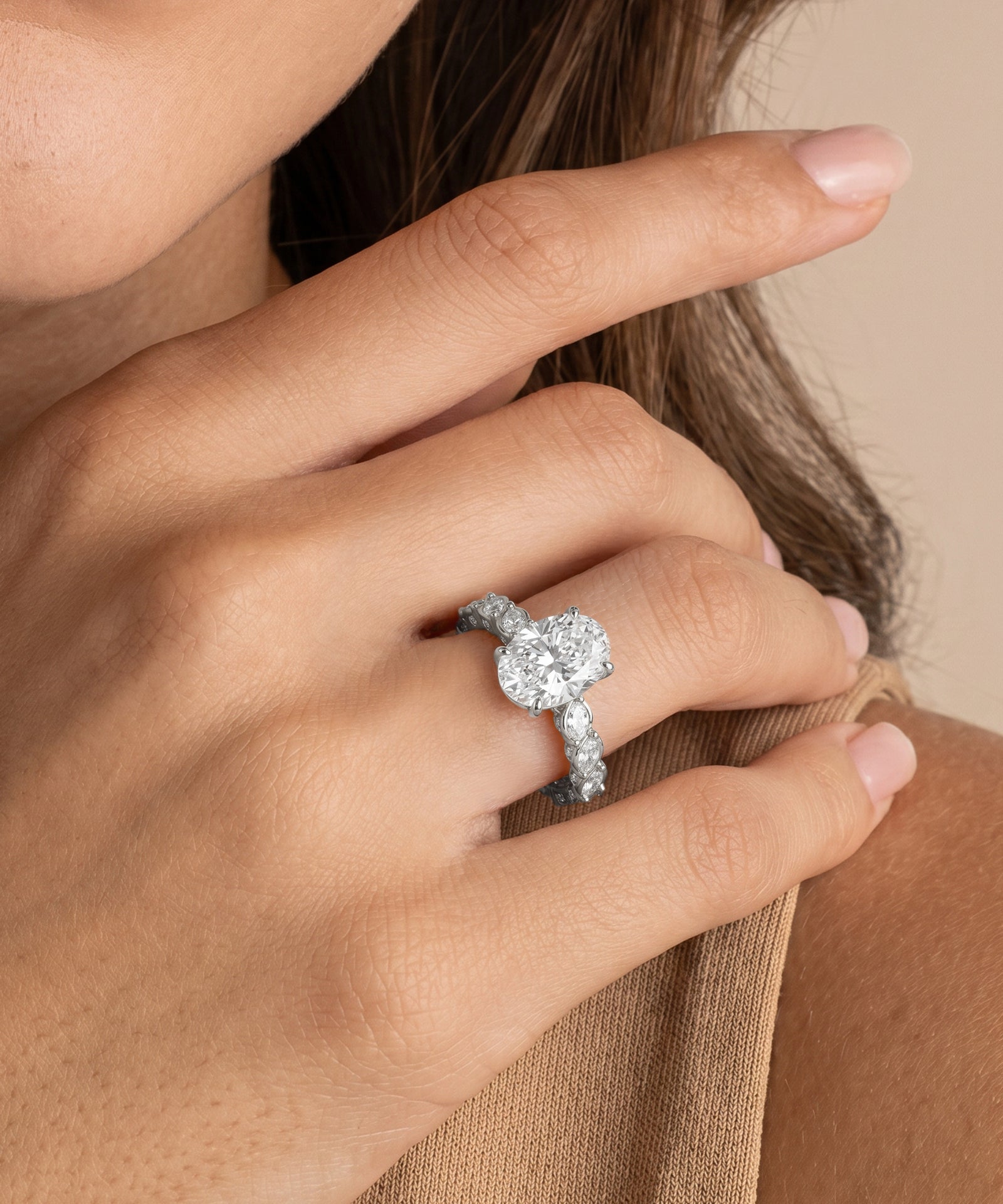 Ovani® Lab-grown Diamond Oval Engagement Ring