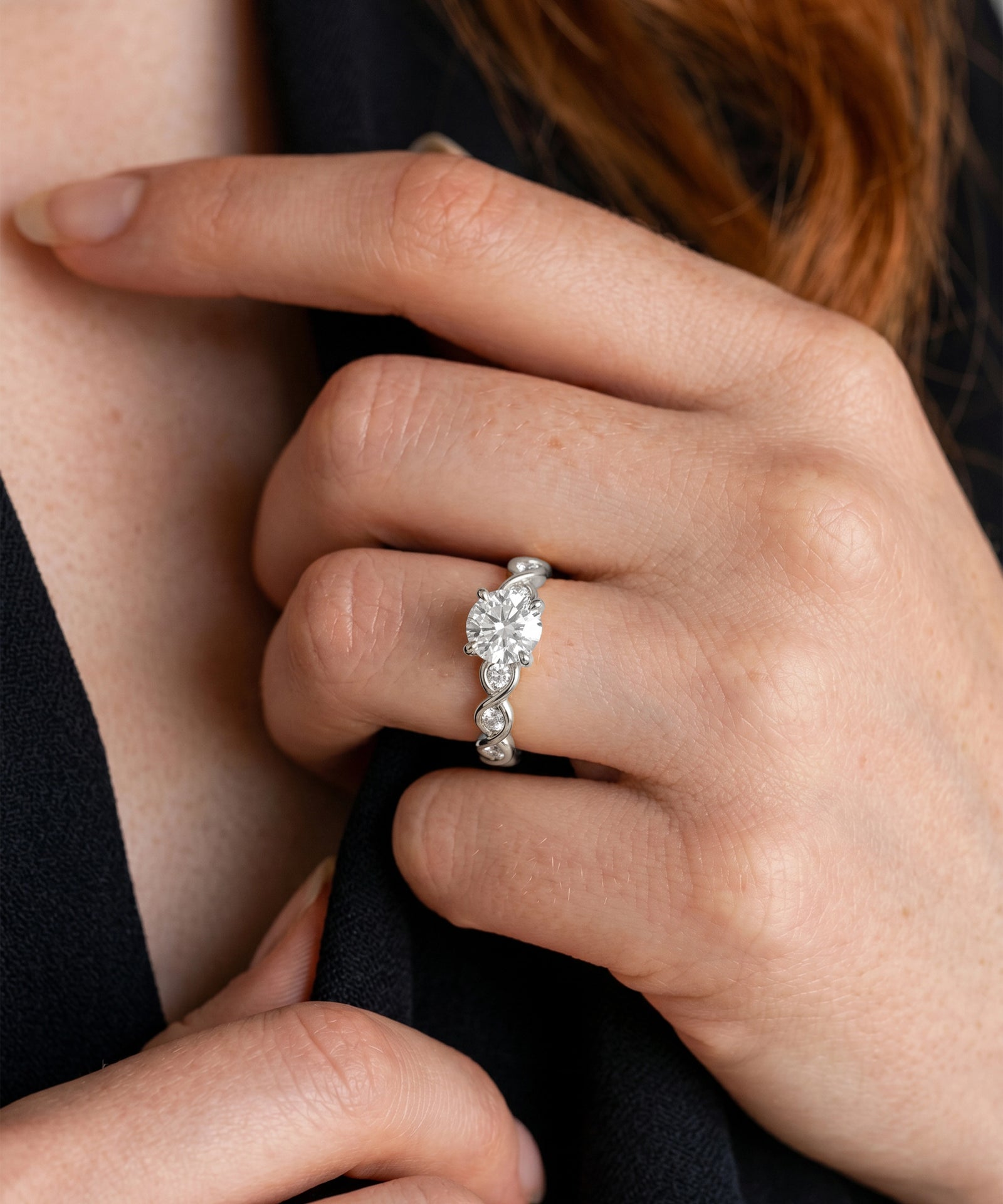 Ovani® Round Lab-grown Diamond Twist Shank Engagement Rings