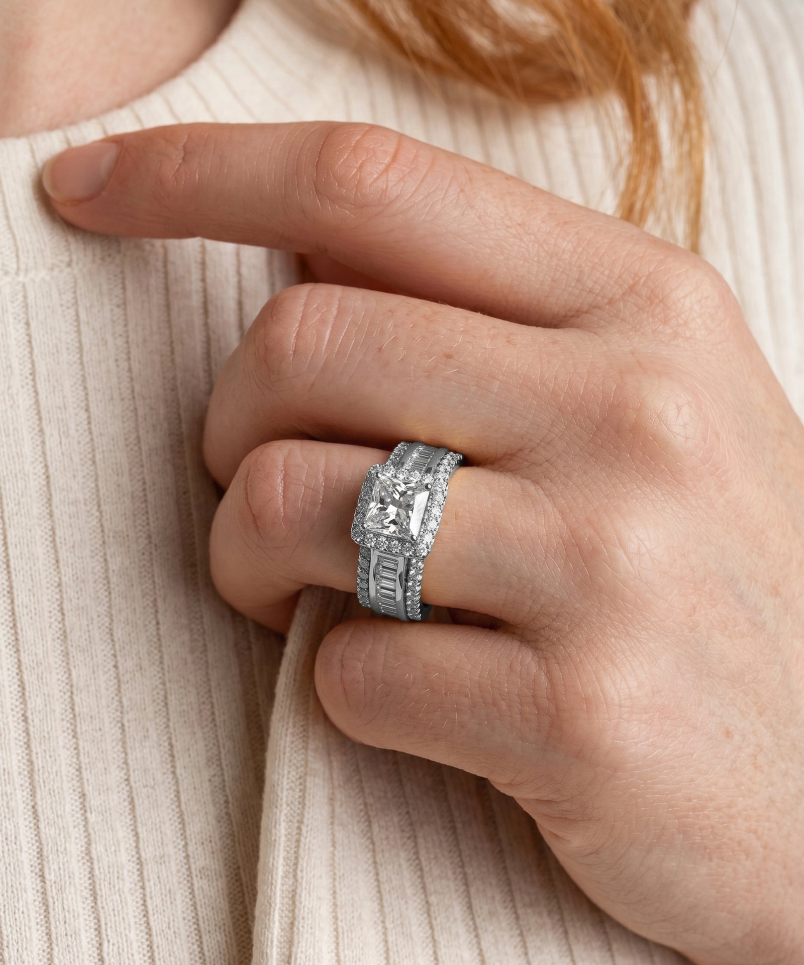 Novello Lab-grown Diamond Princess Bridal Ring - 2.50 Ct. T.W.