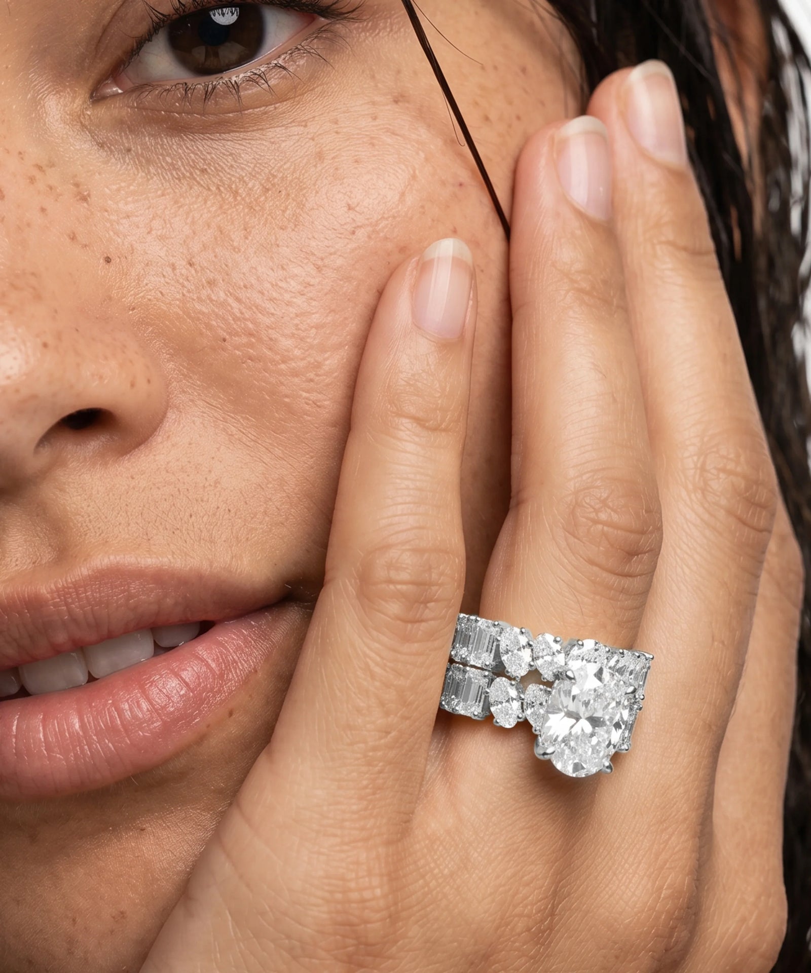 Ovani® Lab-grown Diamond Oval Bridal Set -  7.08 Ct. T.W.