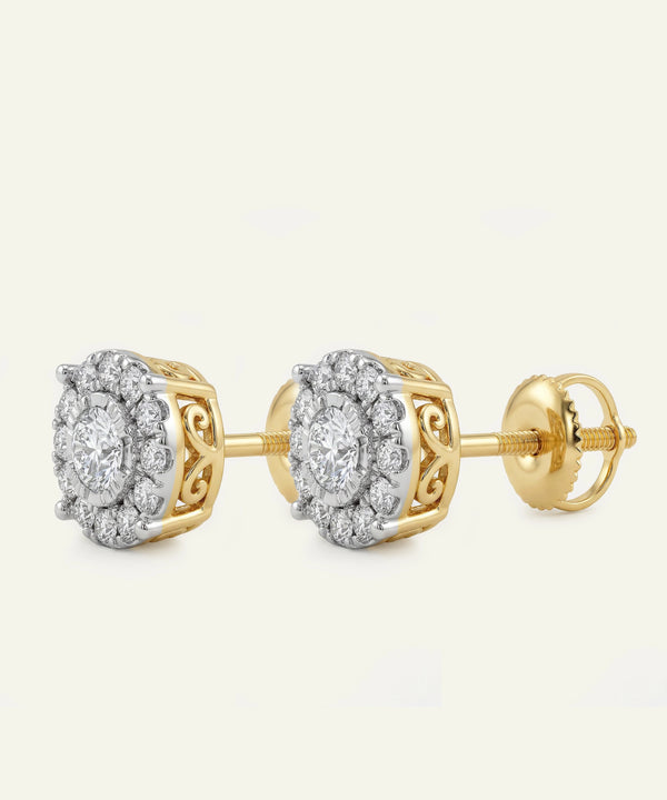 Novello Lab-grown Diamond Round Halo Studs - 0.50 Ct. T.W.