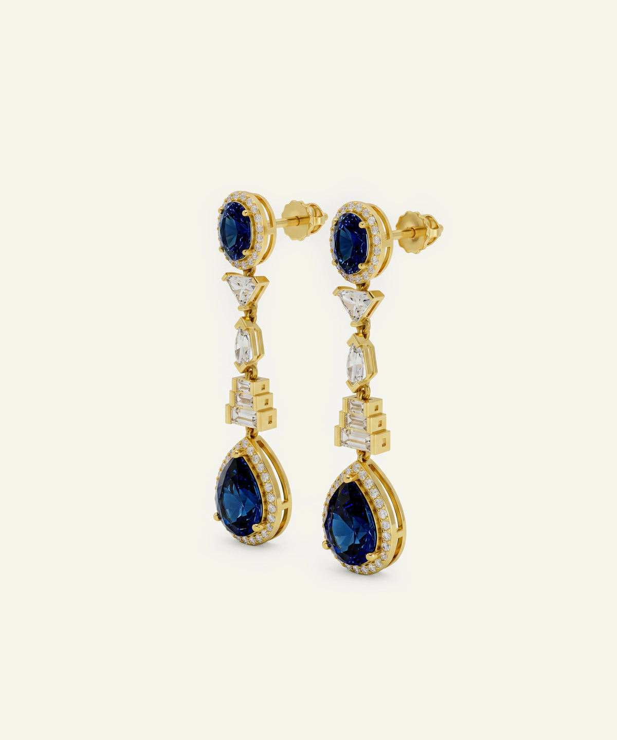 Ovani® Lab-grown Diamond & Lab-created Sapphire Dangling Earrings