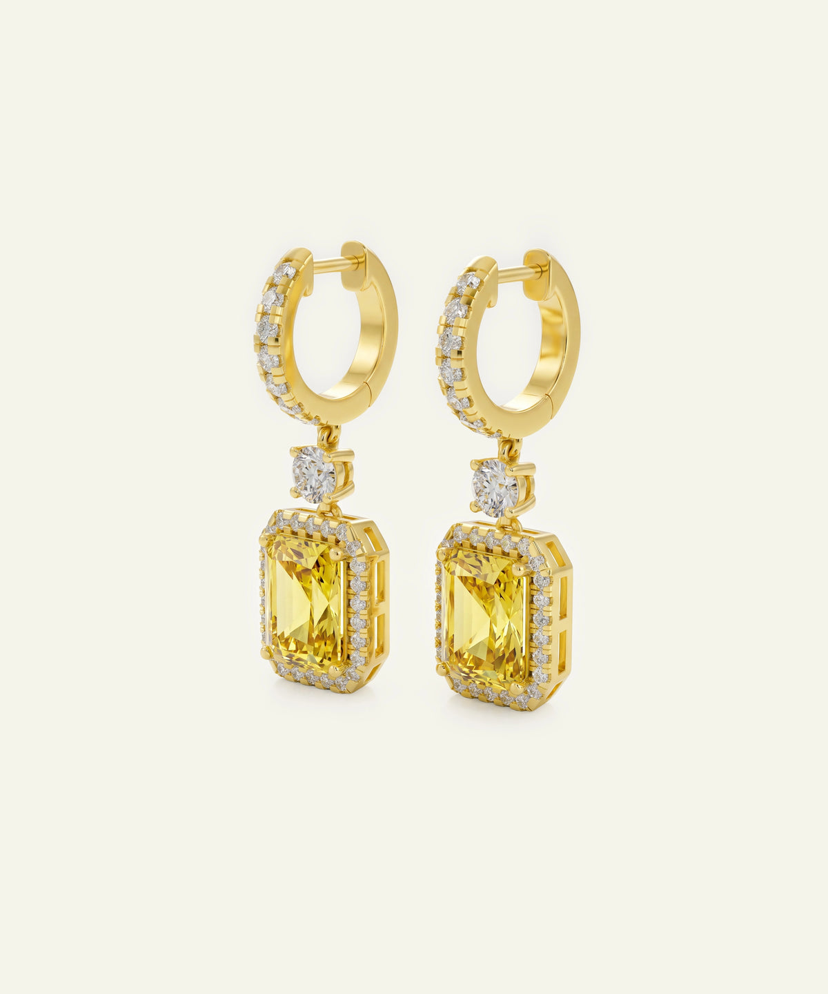 Ovani® Lab-grown  Yellow Diamond Radiant Dangling Earrings
