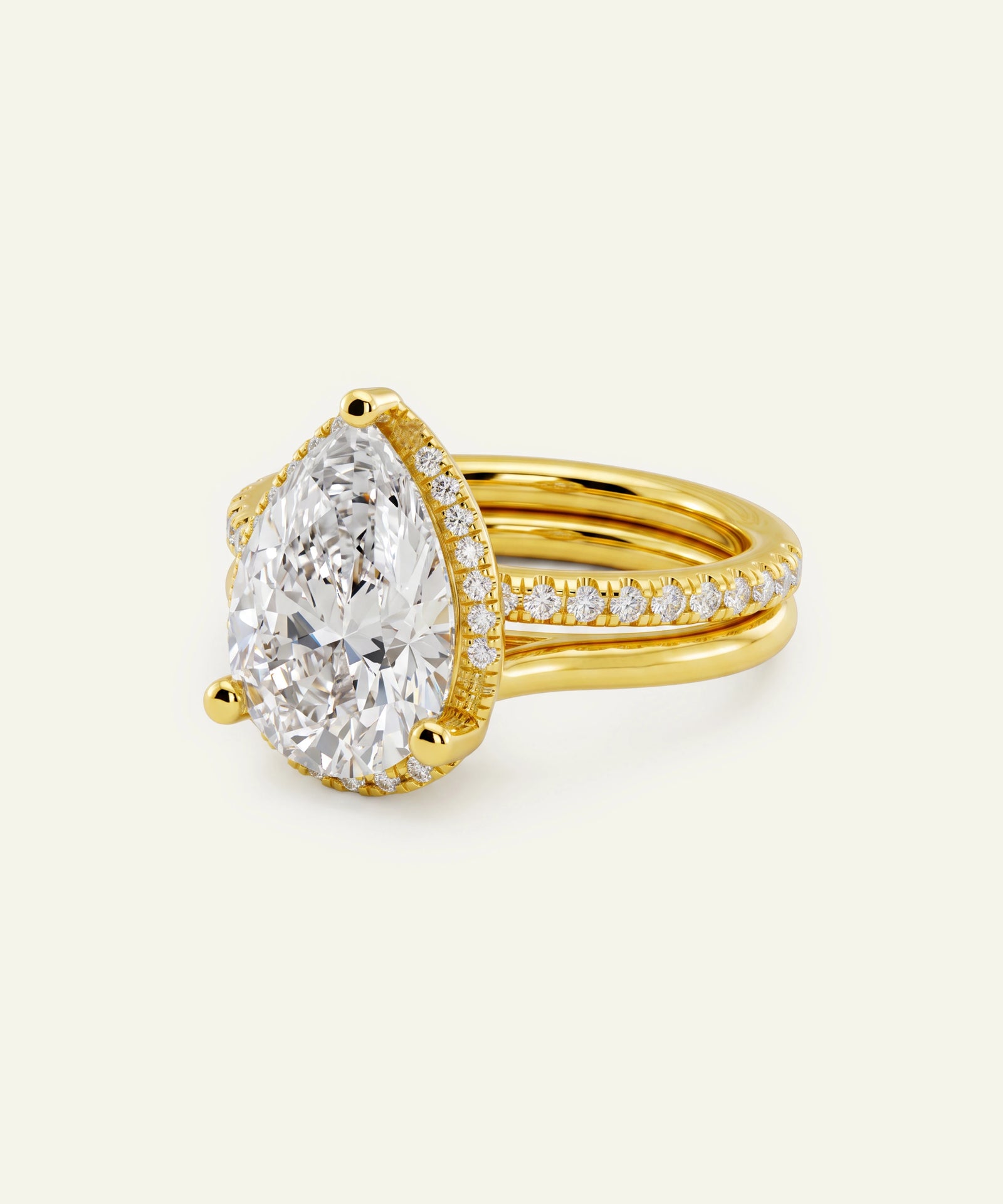 Ovani® Lab-grown Diamond Pear Hidden Halo Bridal Set
