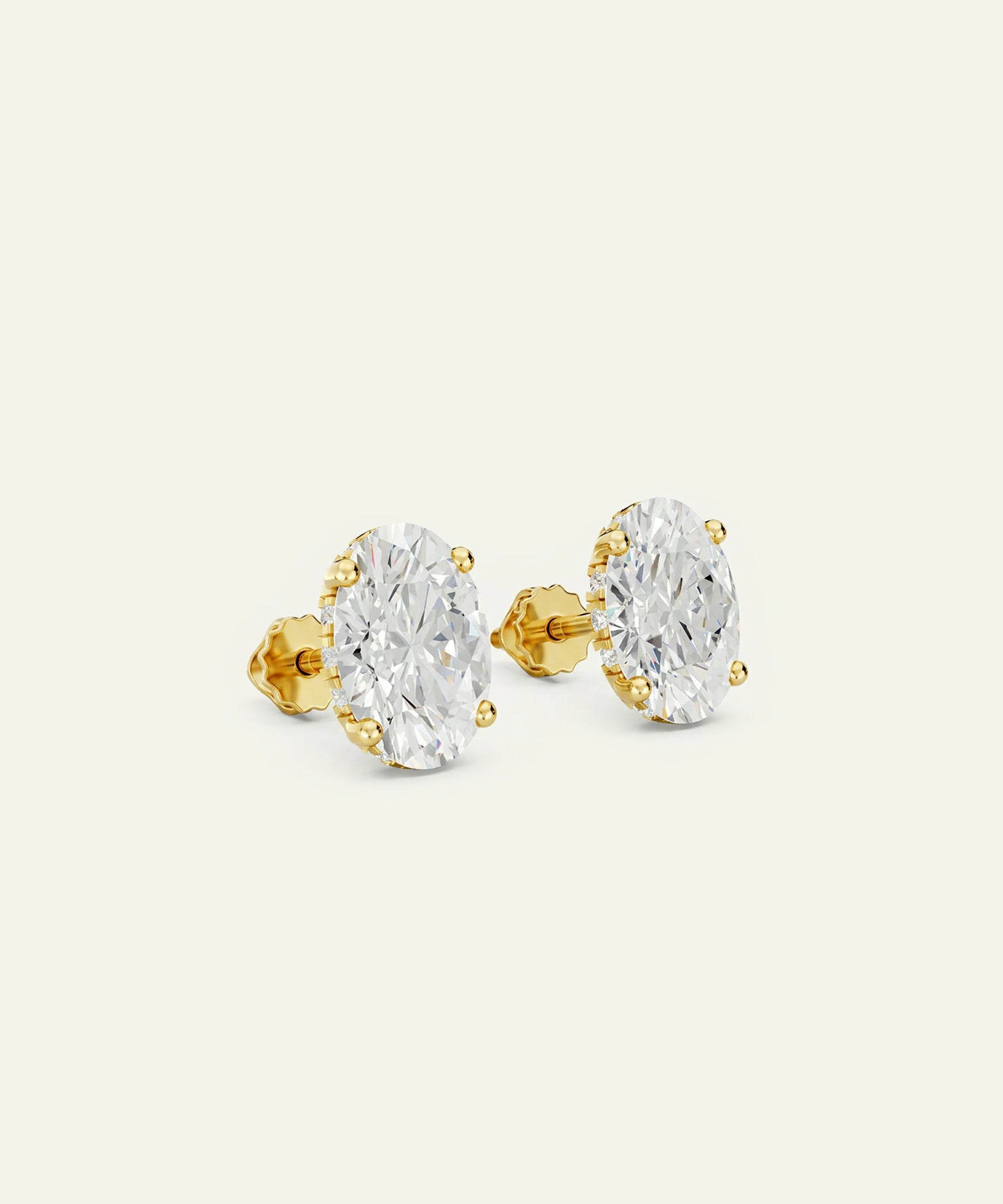 Ovani® Lab-grown Diamond Oval Hidden Halo Studs