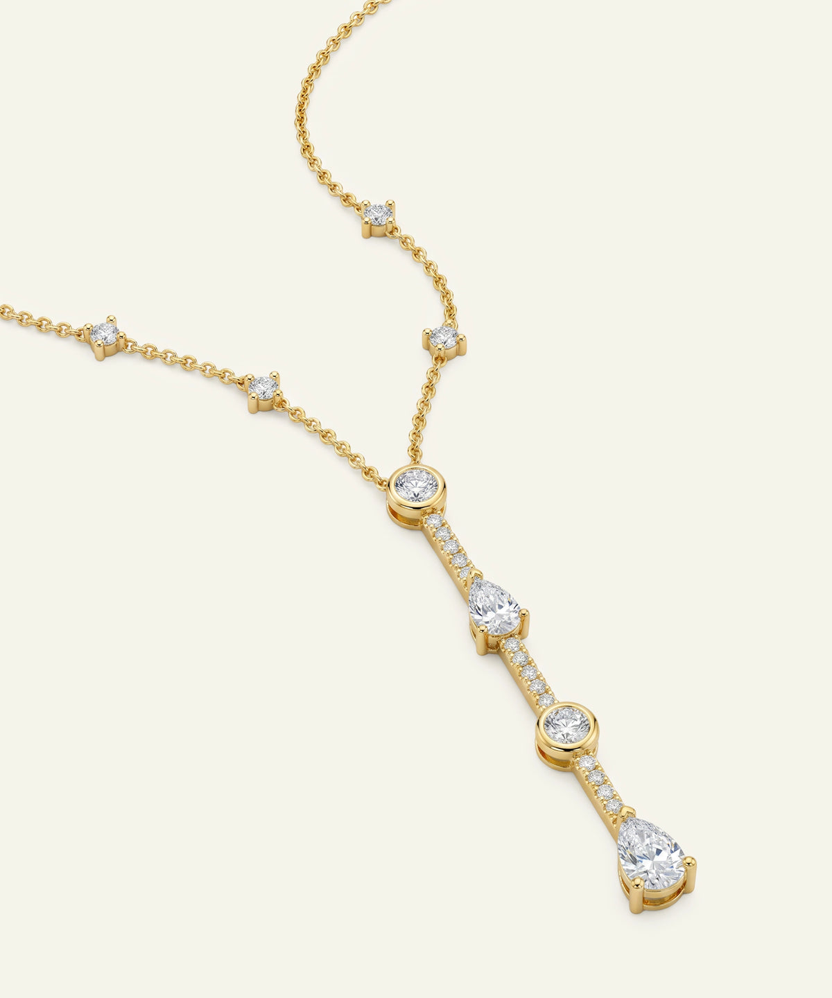 Ovani® Lab-grown Diamond Round & Pear Lariat Necklace