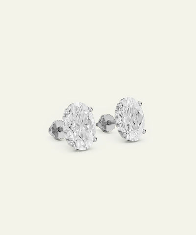 oval hidden halo lab-grown diamond stud earrings by OvaniÂ® - alternate view