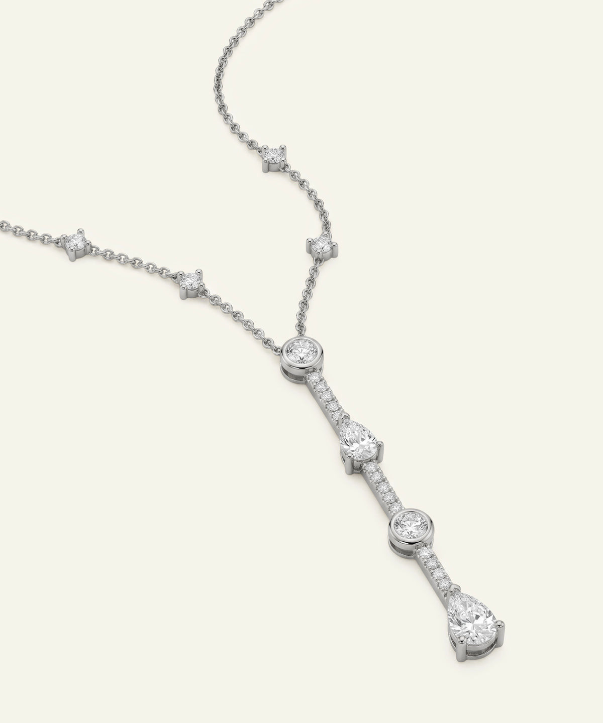 Ovani® Lab-grown Diamond Round & Pear Lariat Necklace