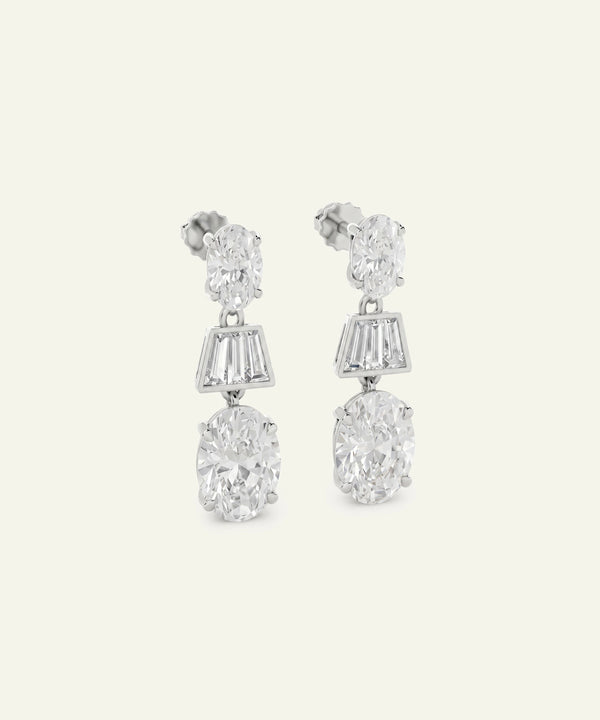 Ovani® Lab-grown Diamond Oval & Baguette Dangling Earrings