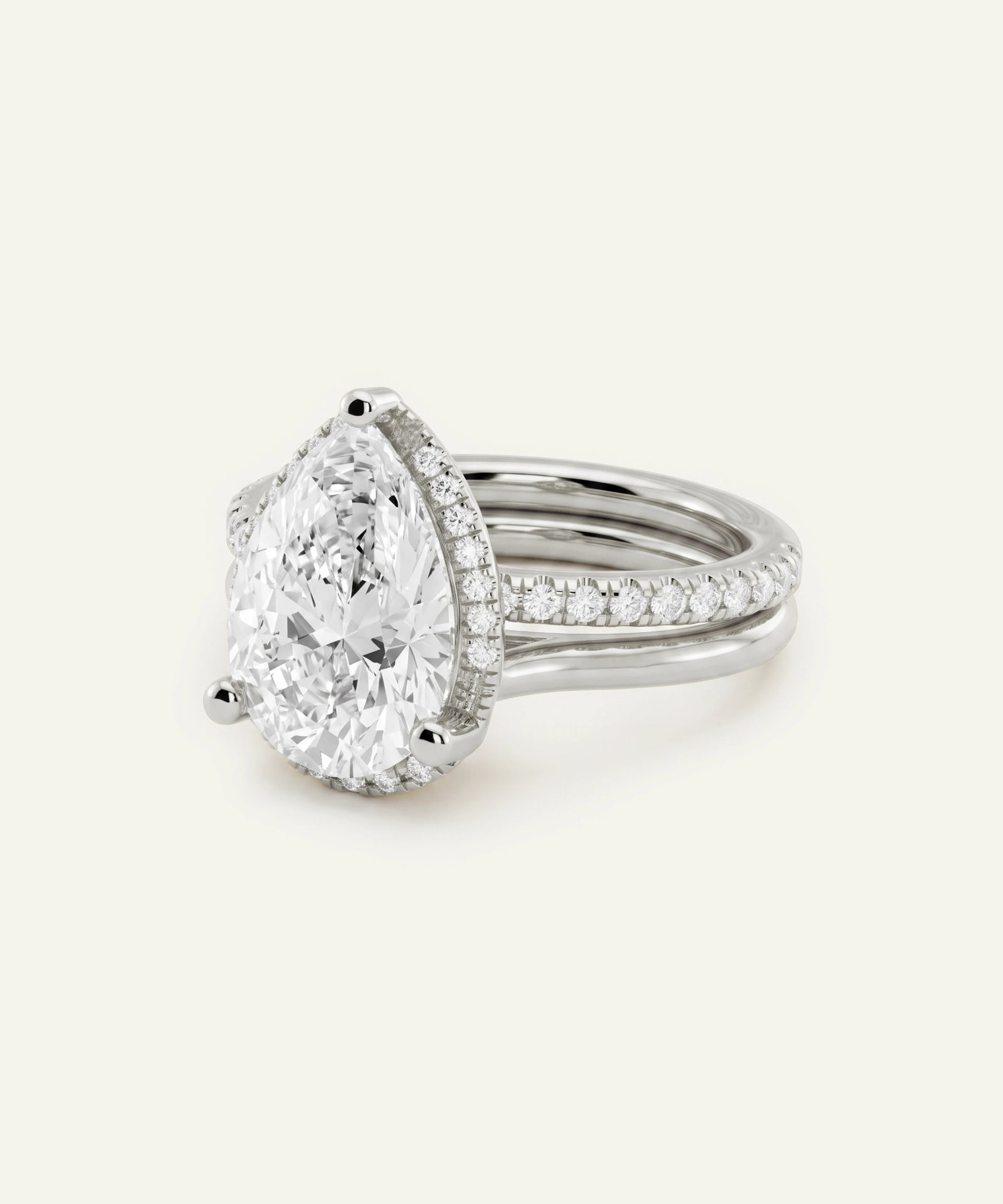 Ovani® Lab-grown Diamond Pear Hidden Halo Bridal Set