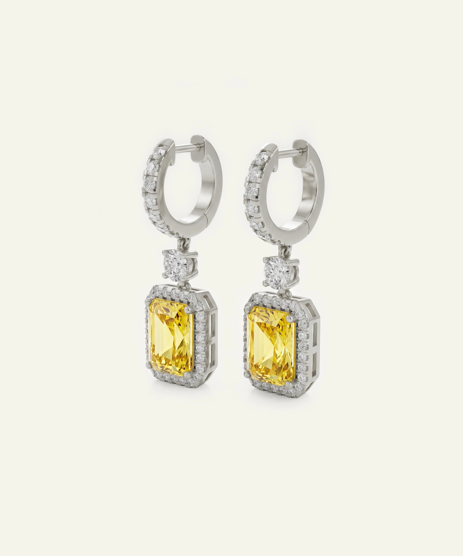 Ovani® Lab-grown  Yellow Diamond Radiant Dangling Earrings