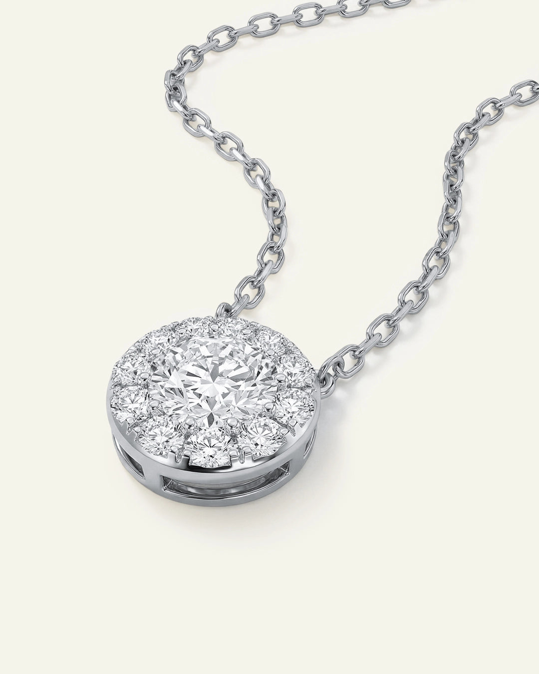 Diamond necklace on a white background