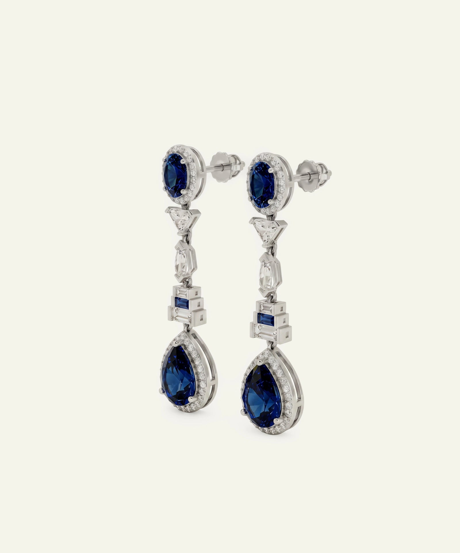 Ovani® Lab-grown Diamond & Lab-created Sapphire Dangling Earrings