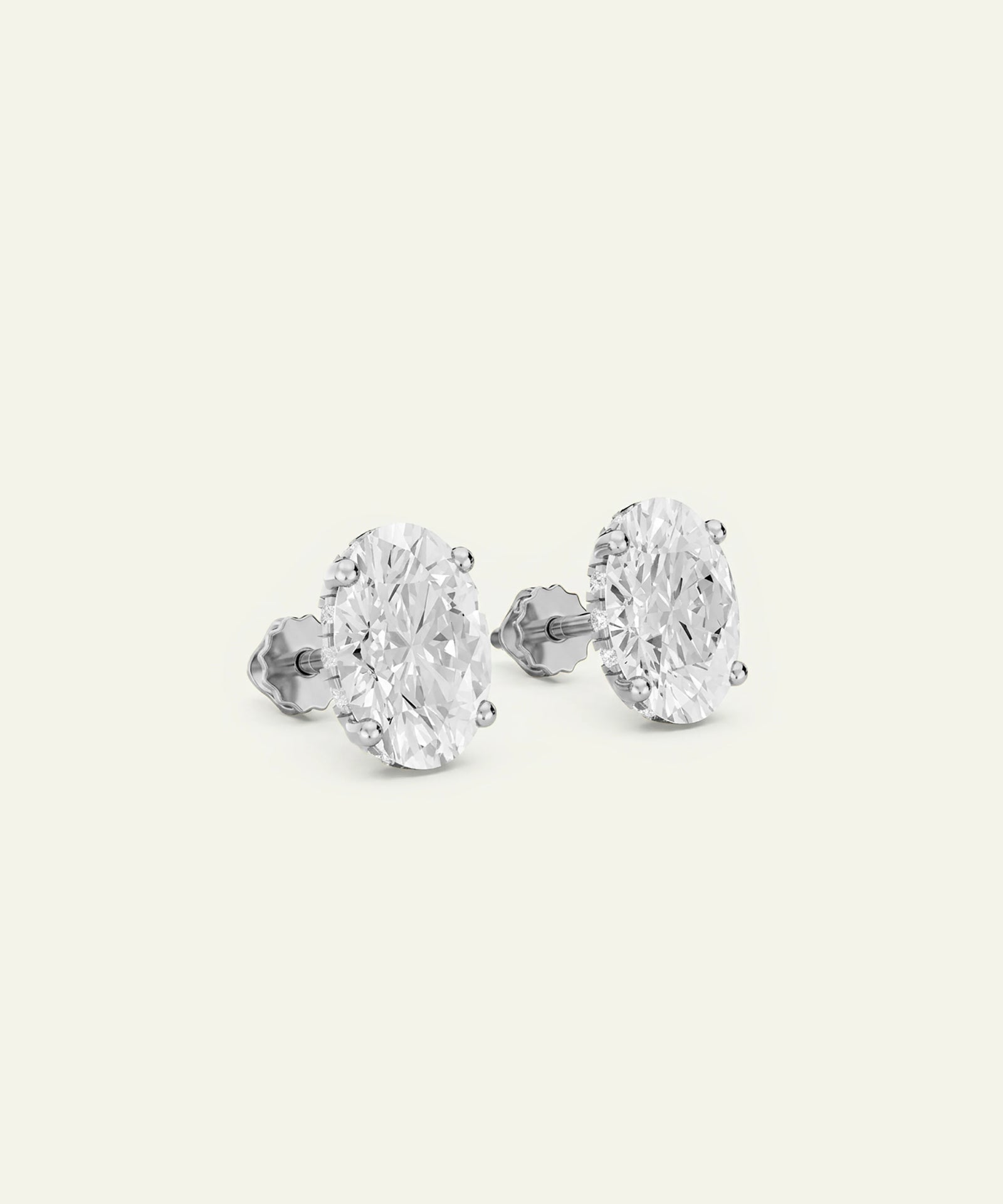 Ovani® Lab-grown Diamond Oval Hidden Halo Studs