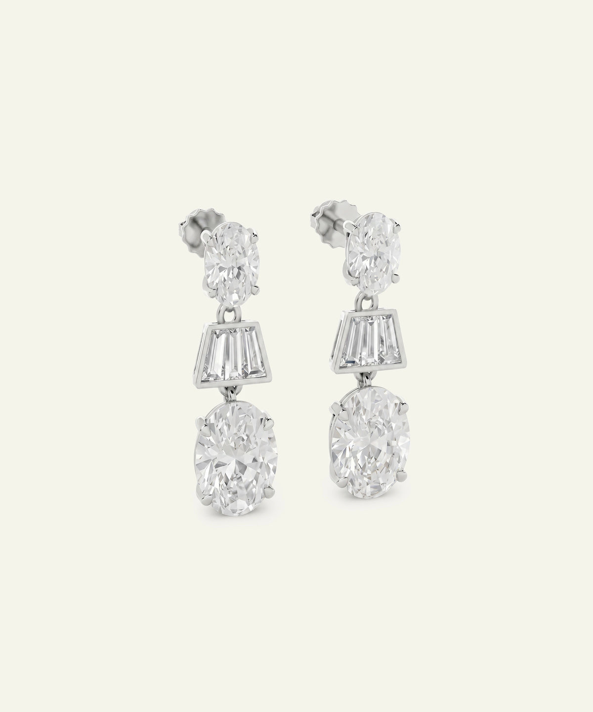 Ovani® Lab-grown Diamond Oval & Baguette Dangling Earrings
