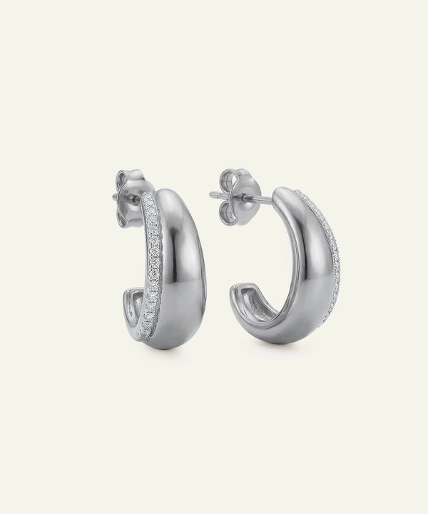 Bella by Ovani® Lab-grown Diamond Side Stones pavé Hoops - 0.13 Ct. T.W.