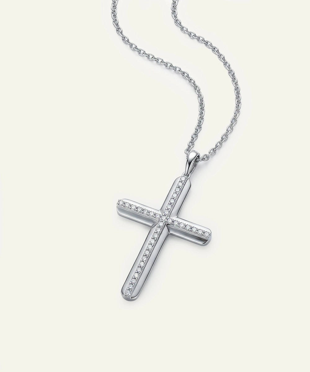 Link N Lock® Silver Lab-grown Diamond Cross Pendant