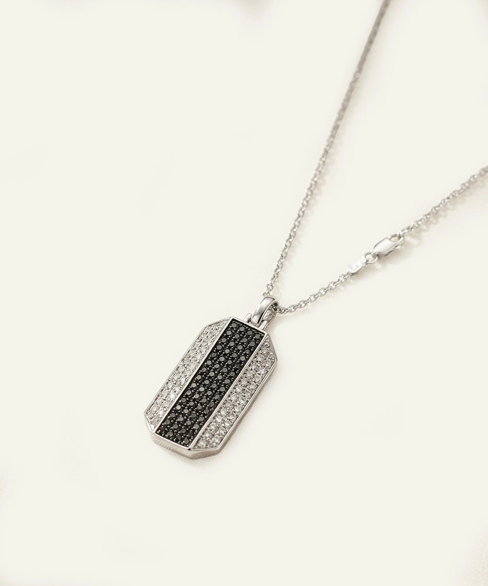 Link N Lock® Black Treated & Lab-grown Diamond Dog Tag Pendant