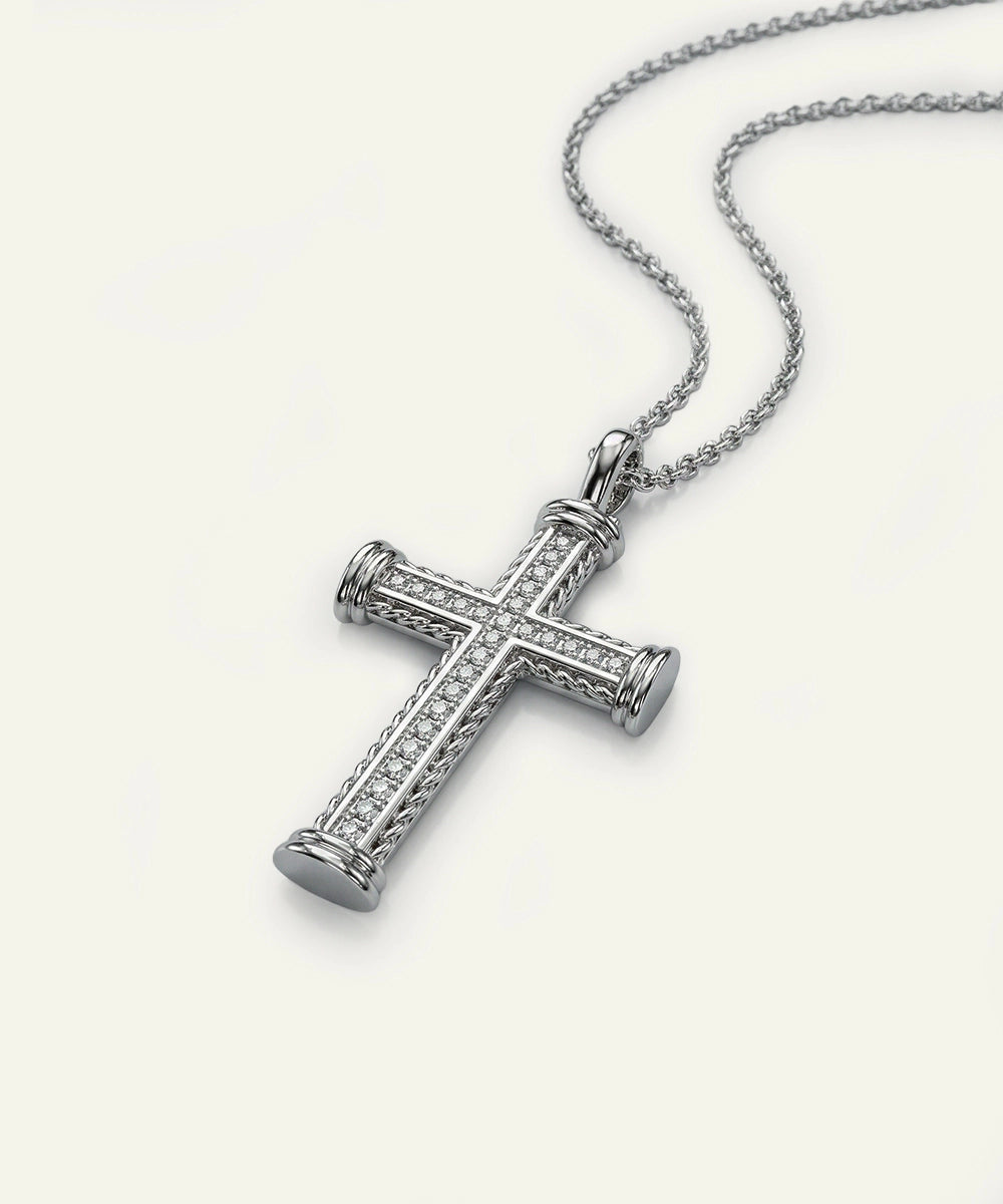 Link N Lock® Silver Lab-grown Diamond Cross Pendant