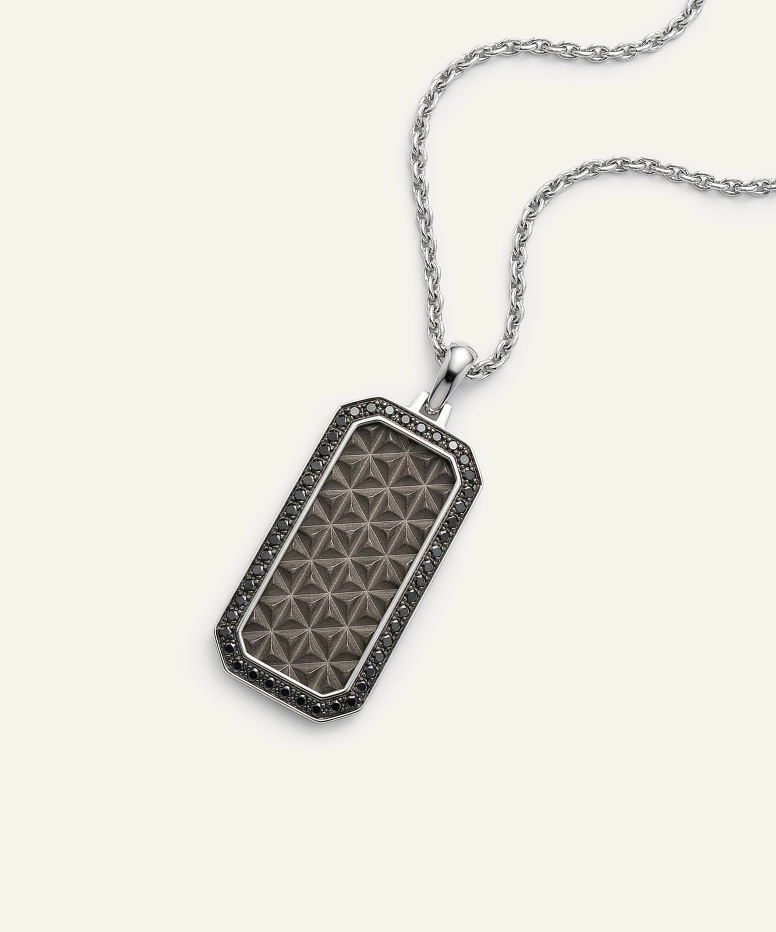 Link N Lock® Lab-grown Diamond Black Plated Dog Tag Pendant