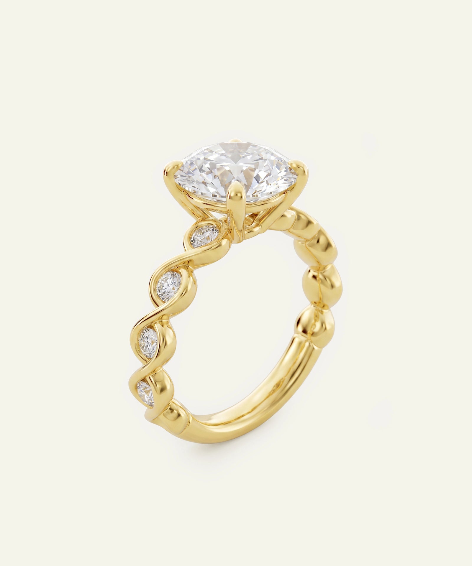Ovani® Round Lab-grown Diamond Twist Shank Engagement Rings