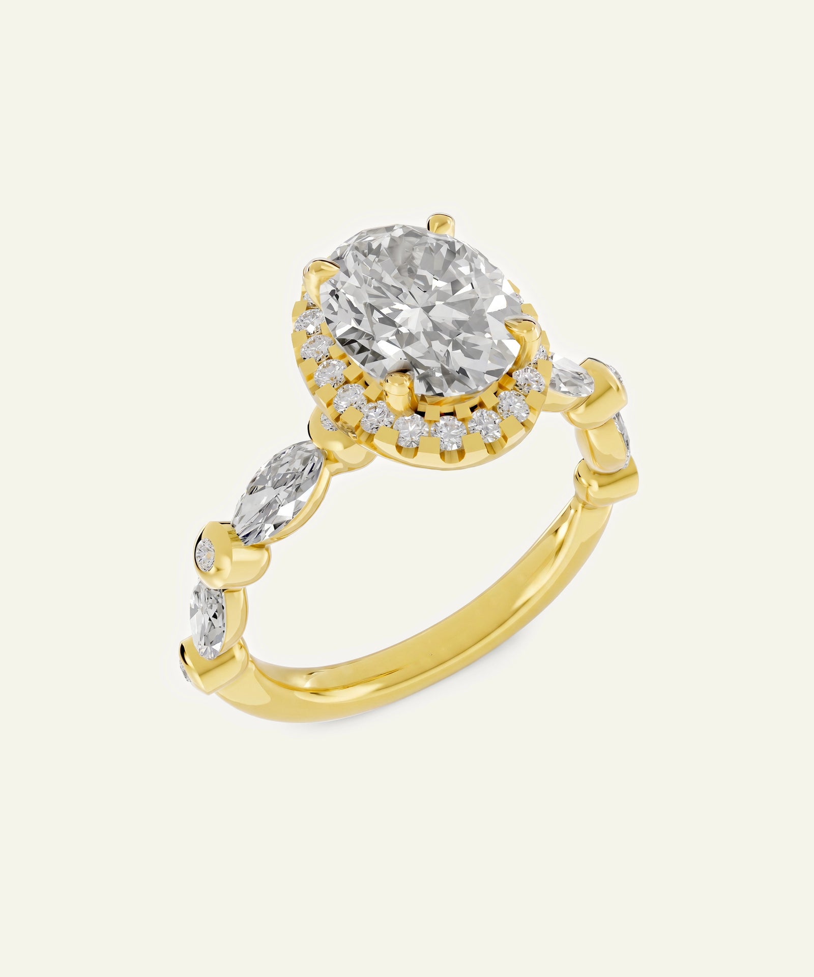 Ovani® Lab-grown Diamond Oval Halo Engagement Ring