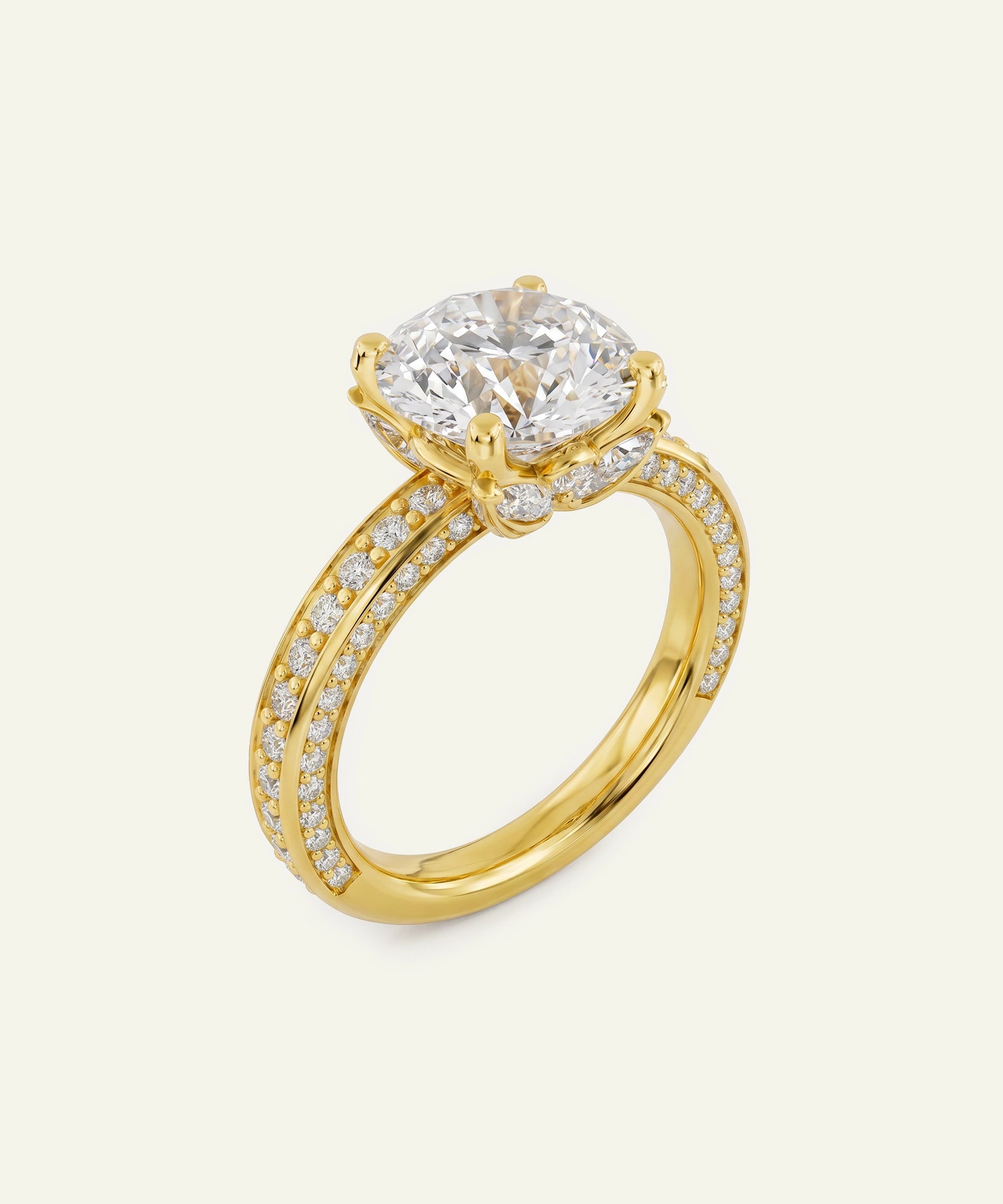 Ovani® Round Lab-grown Diamond Side-Stone Engagement Ring