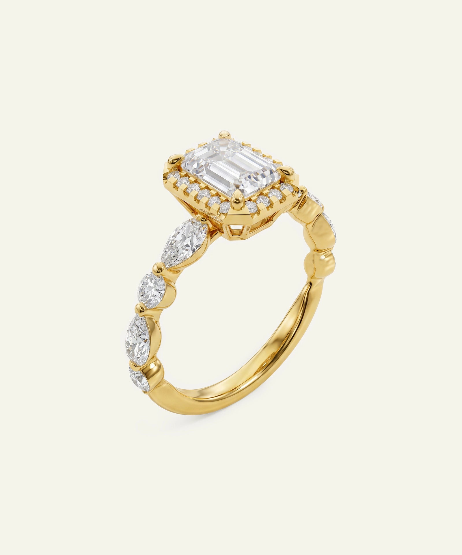 Ovani® Lab-grown Diamond Emerald Halo Engagement Ring