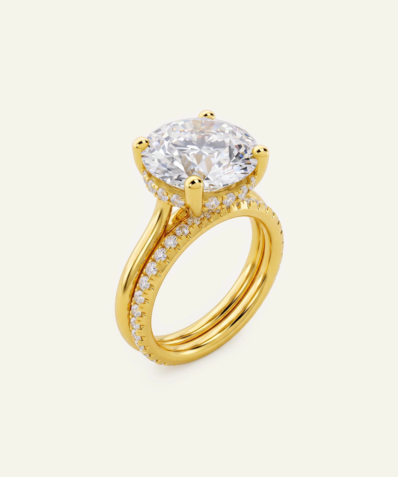 Ovani® Lab-grown Diamond Round Hidden Halo Bridal Set
