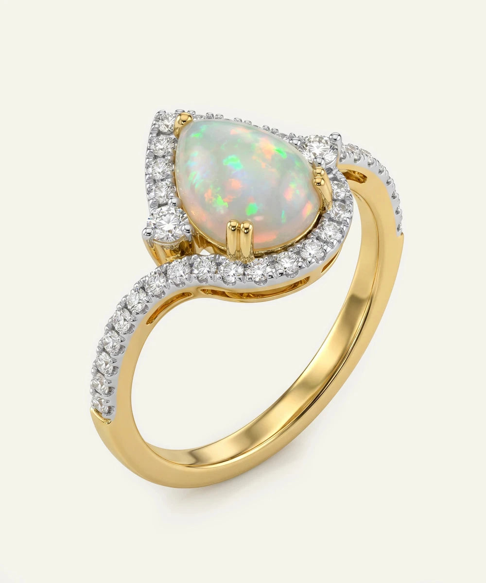 NovelloÂ® Opal & Lab-Grown Diamond Pear Halo Ring 1.53 Ct. T.W. - image 4