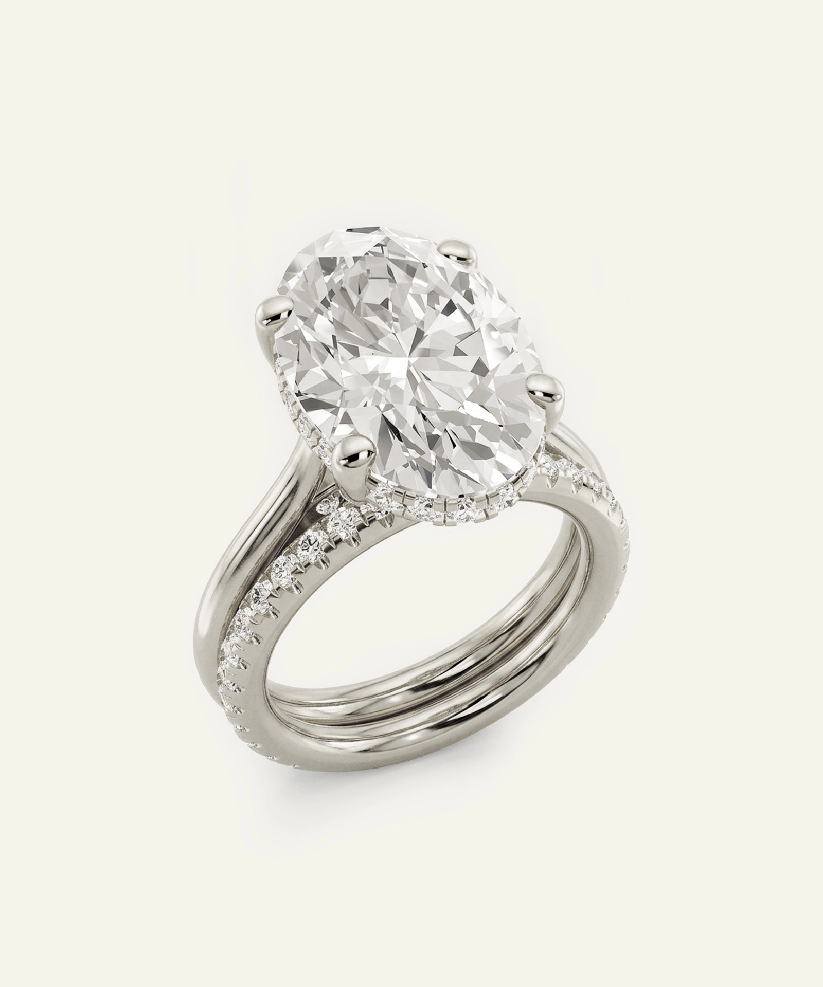 Ovani® Lab-grown Diamond Oval Hidden Halo Bridal Set