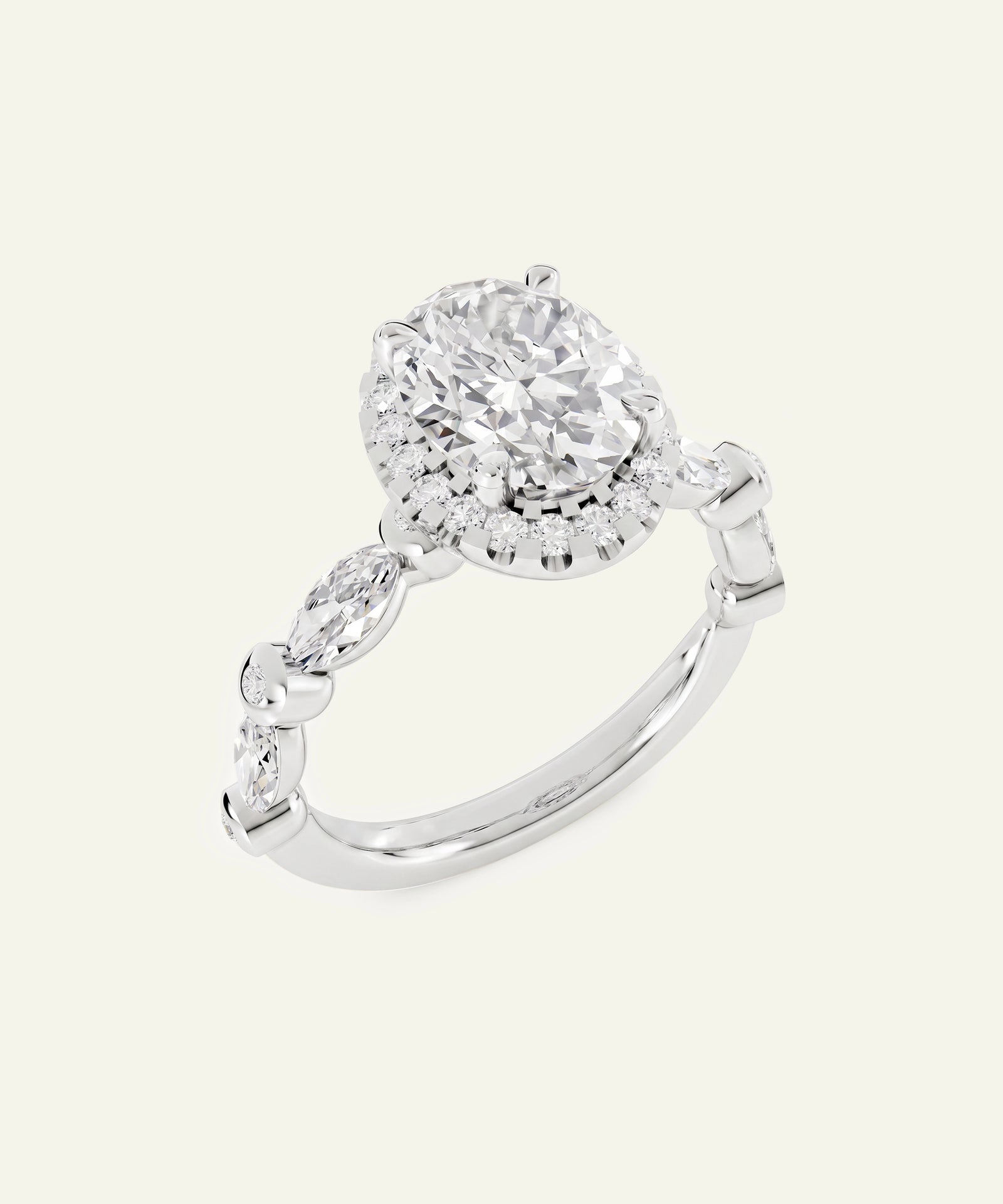 Ovani® Lab-grown Diamond Oval Halo Engagement Ring