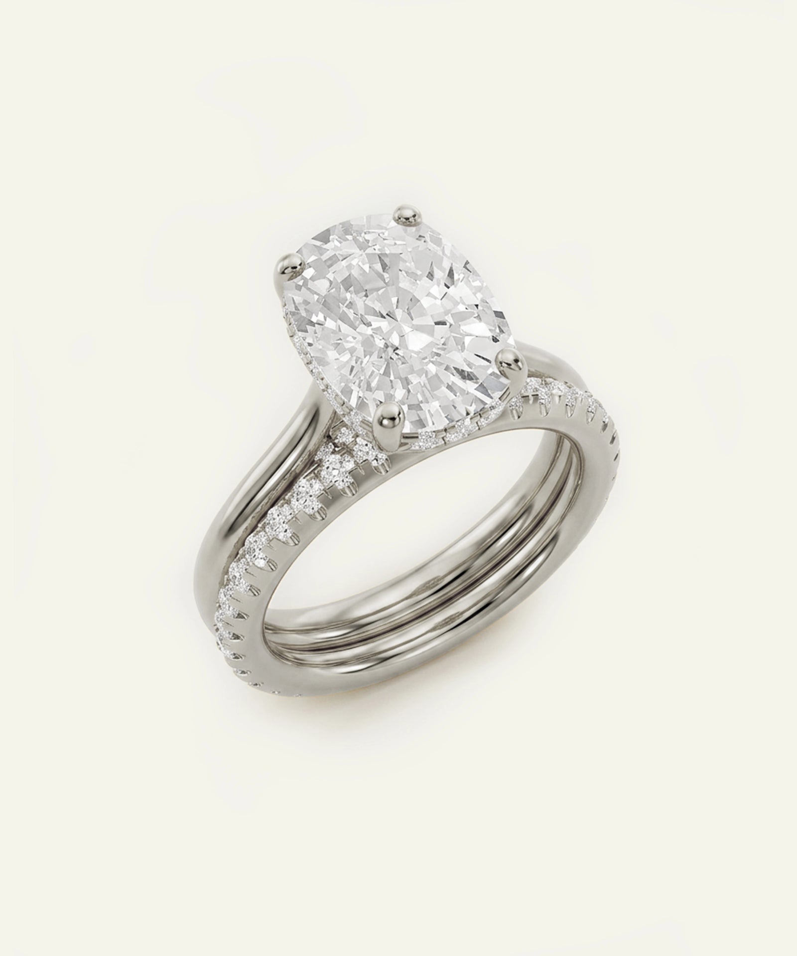 Ovani® Lab-grown Diamond Cushion Hidden Halo Bridal Set