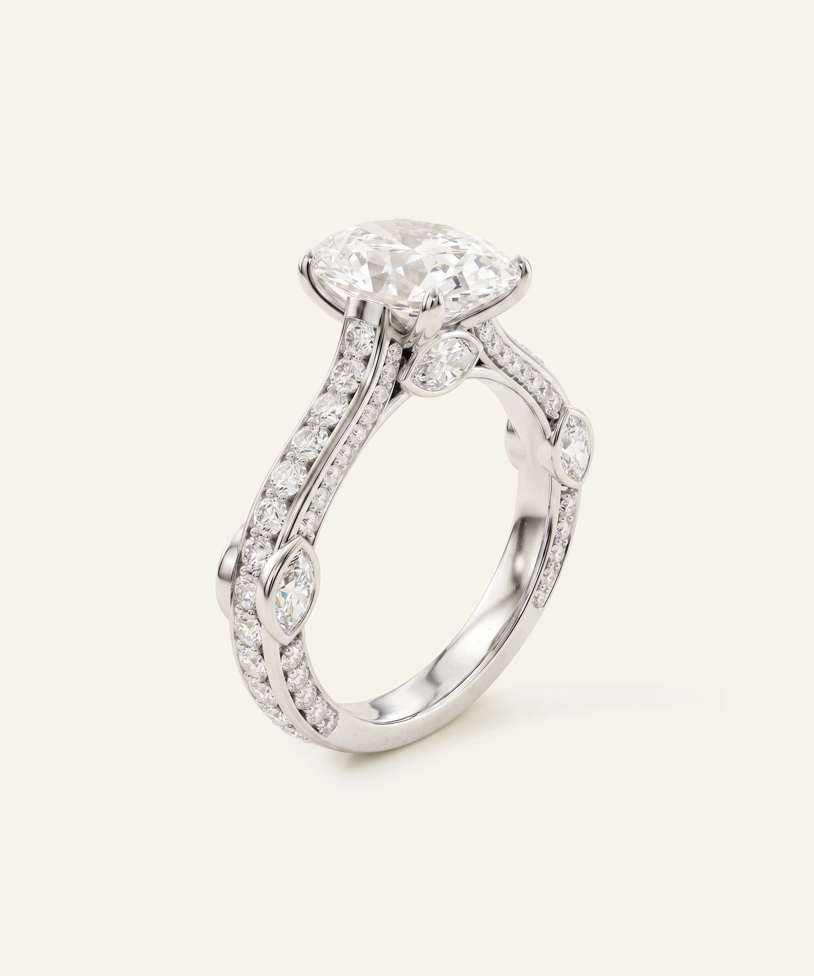 Ovani® Lab-grown Diamond Oval Engagement Ring