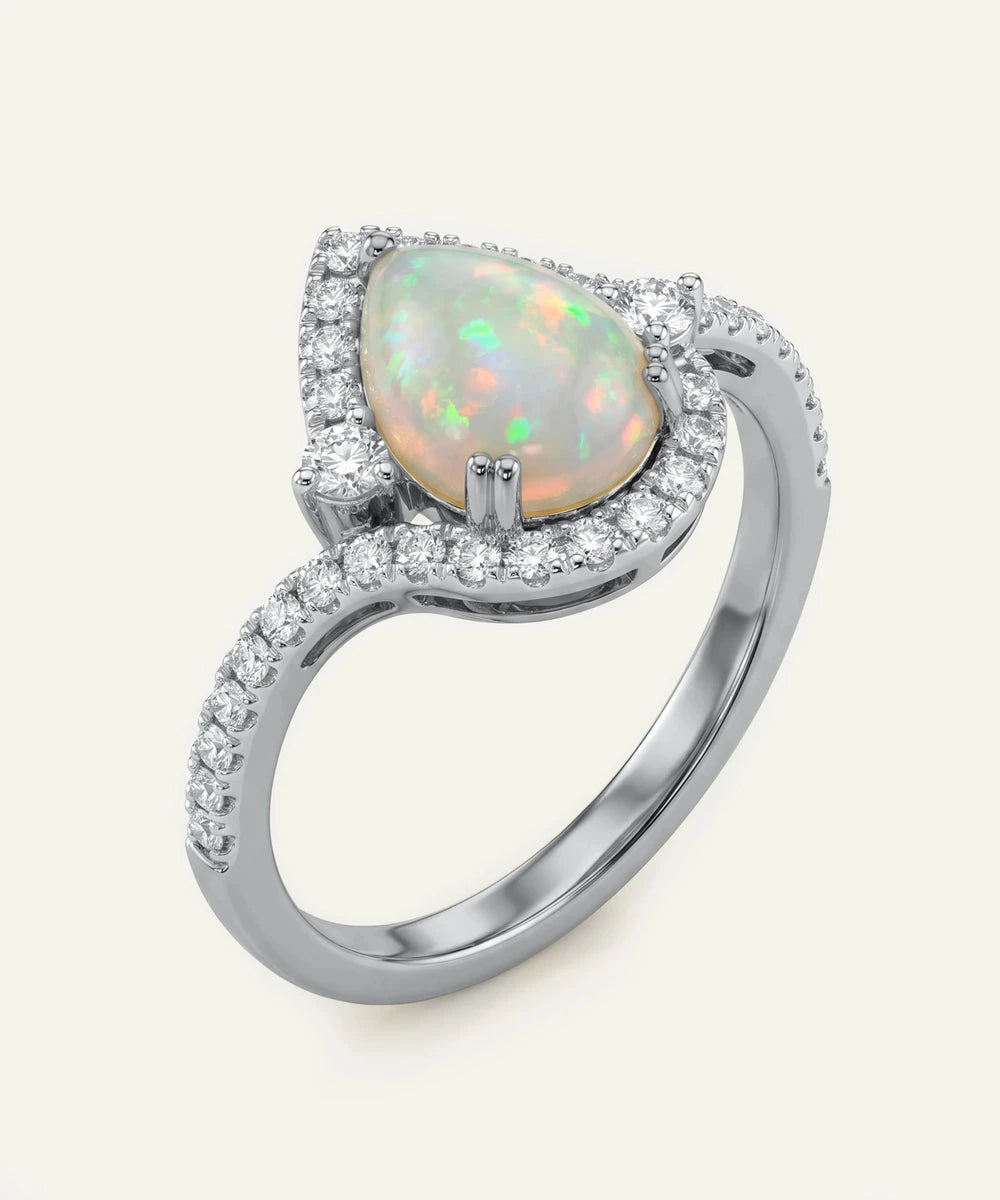 NovelloÂ® Opal & Lab-Grown Diamond Pear Halo Ring 1.53 Ct. T.W. - image 8