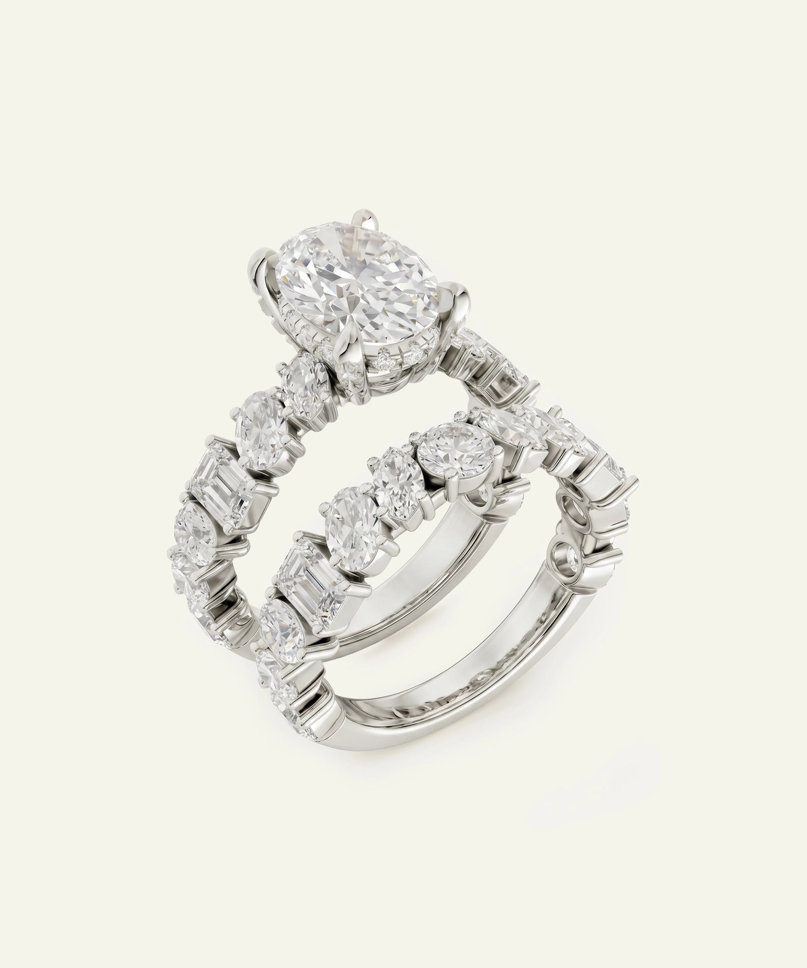 Ovani® Lab-grown Diamond Oval Bridal Set -  7.08 Ct. T.W.