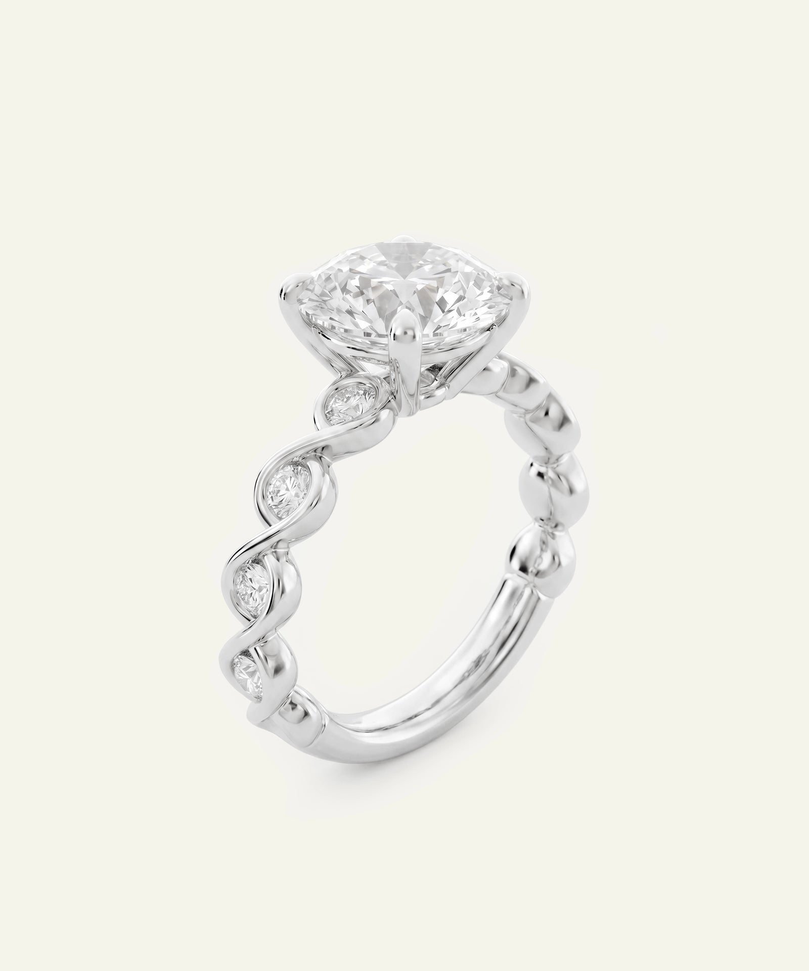 Ovani® Round Lab-grown Diamond Twist Shank Engagement Rings