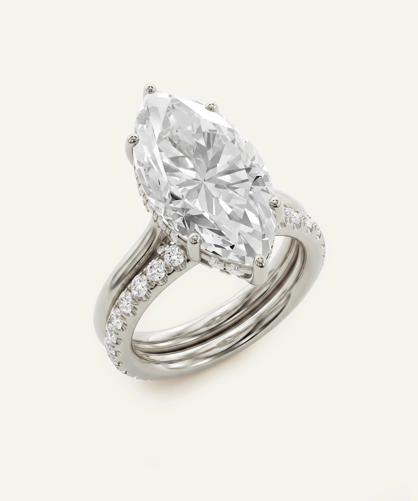 Ovani® Lab-grown Diamond Marquise Hidden Halo Bridal Set