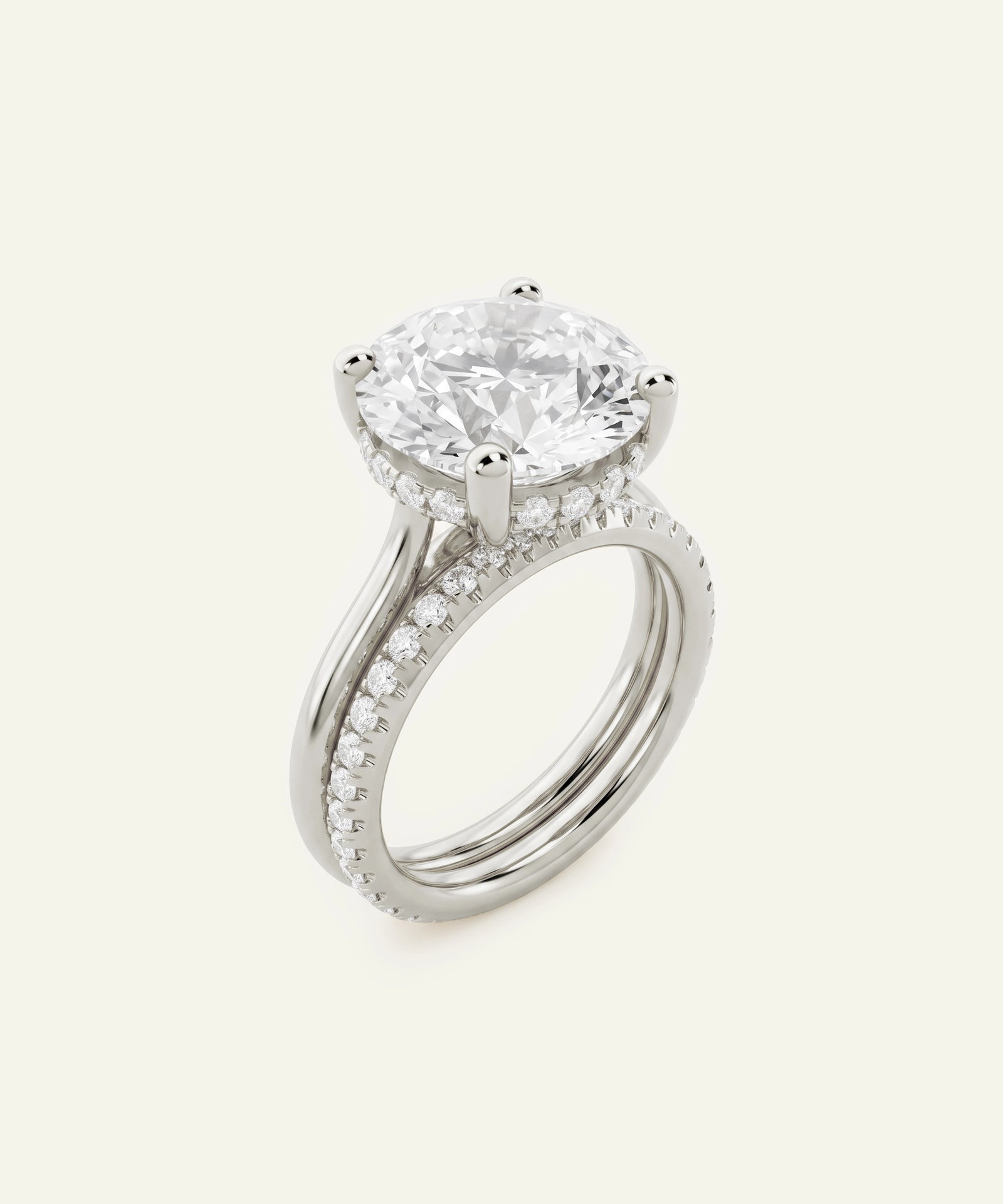 Ovani® Lab-grown Diamond Round Hidden Halo Bridal Set