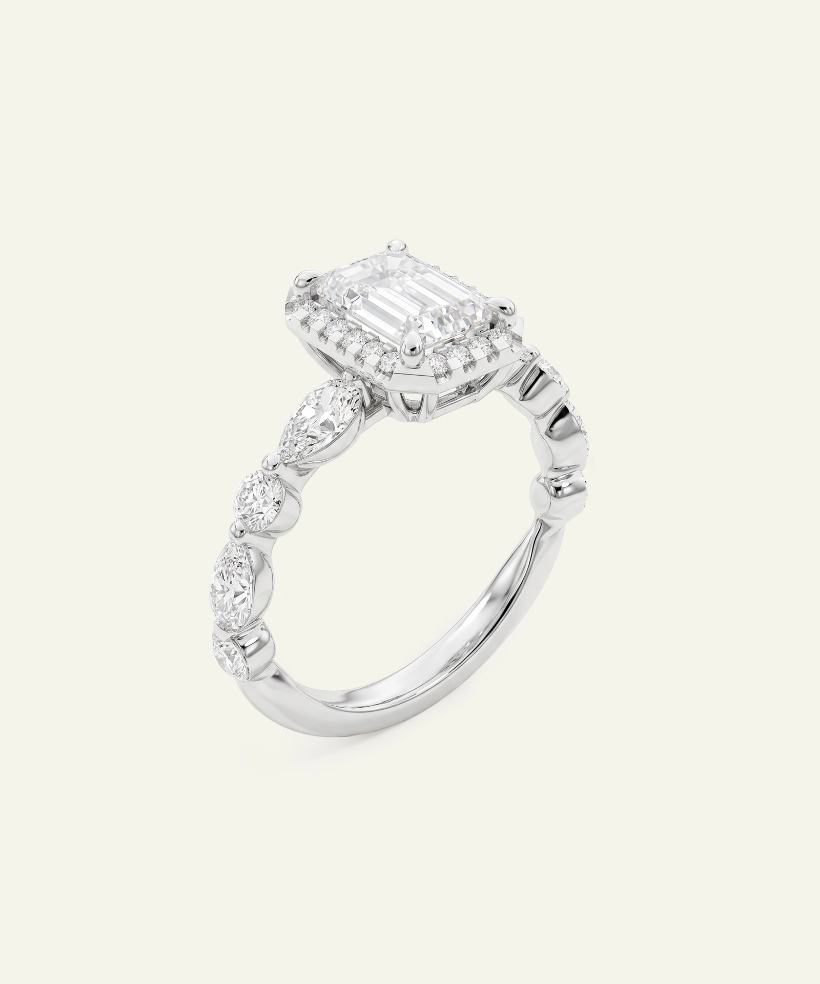 Ovani® Lab-grown Diamond Emerald Halo Engagement Ring