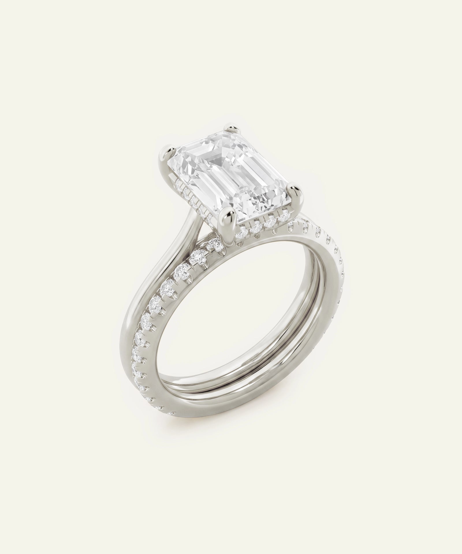 Ovani® Lab-grown Diamond Emerald Hidden Halo Bridal Set