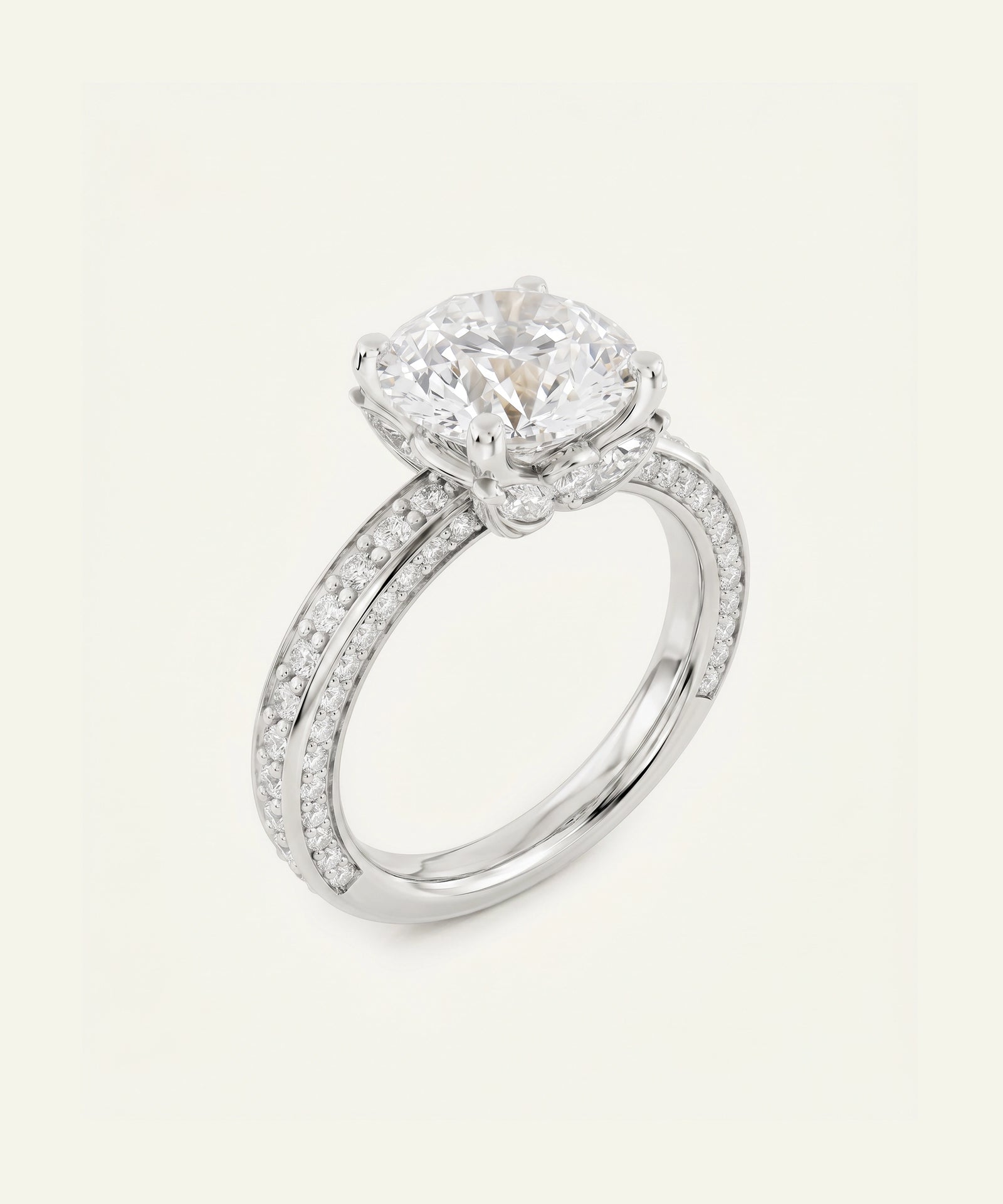 Ovani® Round Lab-grown Diamond Side-Stone Engagement Ring